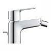 GROHE - BauLoop bateria bidetowa stojąca 1-uchwytowa 1-otworowa 1/2″, zasięg wylewki: 117 mm wysokość 127 mm chrom Longlife głowica ceramiczna 28 mm, StarLight chrom, EcoJoy perlator  